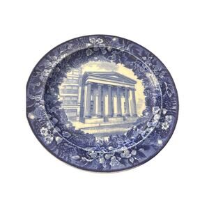 Wedgewood 9” Blue Transferware Plate Albany Ny Country Farmhouse Victorian